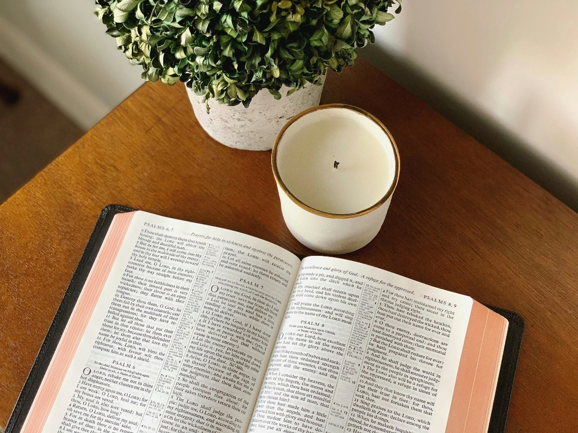 Bible on a coffee table